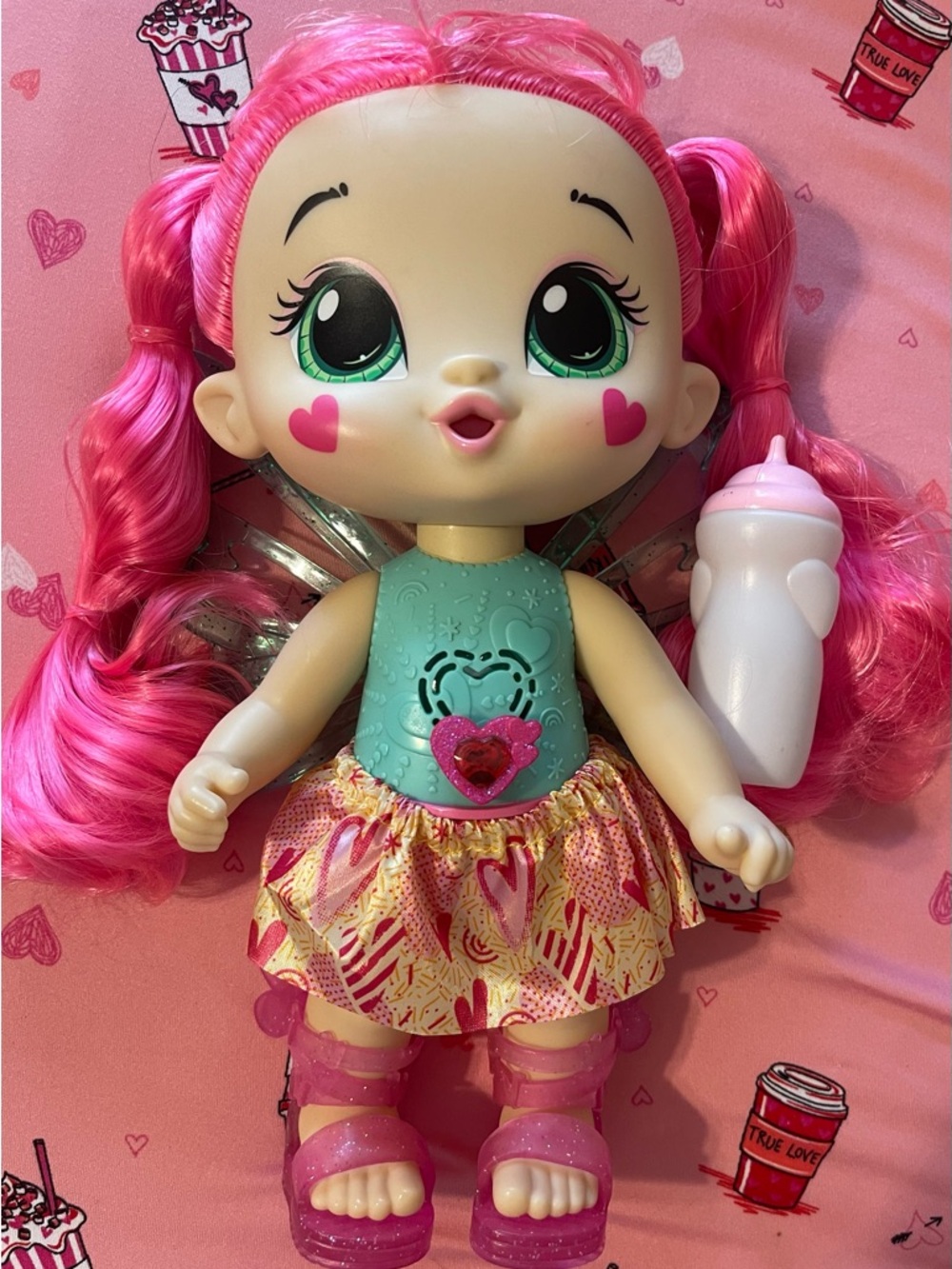 Hasbro Pink-Haired Doll with Teal Glitter Pacifier